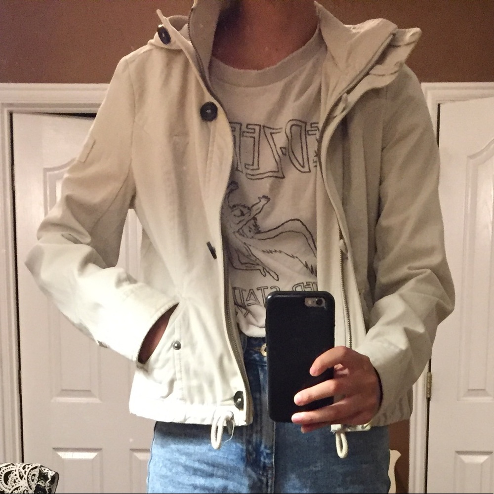 Abercrombie & Fitch White/Gray Khaki Jacket